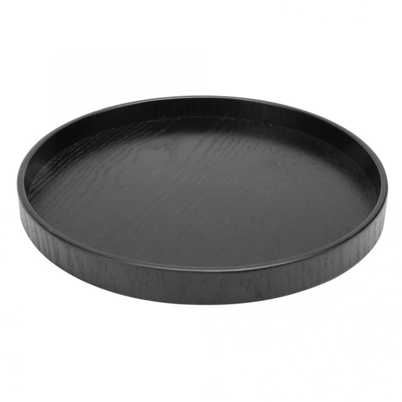 JINGYAN Breakfast Trays Wooden Black Round Tea Cup Tray Plates Holder Serving Teahouse Cafe Plate