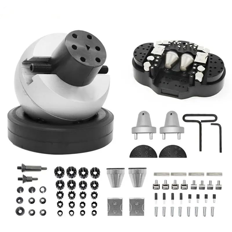 Jewelry Ball Vise 3.74 inch Engraving Tool, 360° Rotating Jewelry Setting Professional Tool, Ball Vise Complete Standard Hand Tool Set with 48 Attachments Standard Block HH-A03C
