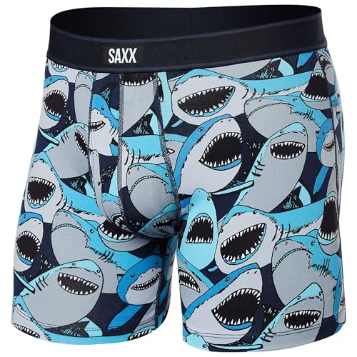 SAXX Underwear Co. Men's Daytripper Comfort Stretch Boxer Brief Fly, Shark Tank Camo-Navy, Medium