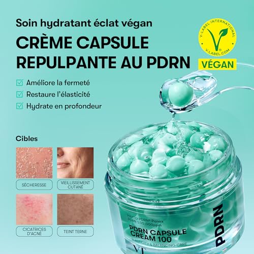 VT COSMETICS PDRN Capsule Cream 100, feuchtigkeitsspendende Gesichtscreme, 50 ml mit 100.000 ppm PDRN, Hyaluronsäure und 9 Peptiden… – Ansicht 2