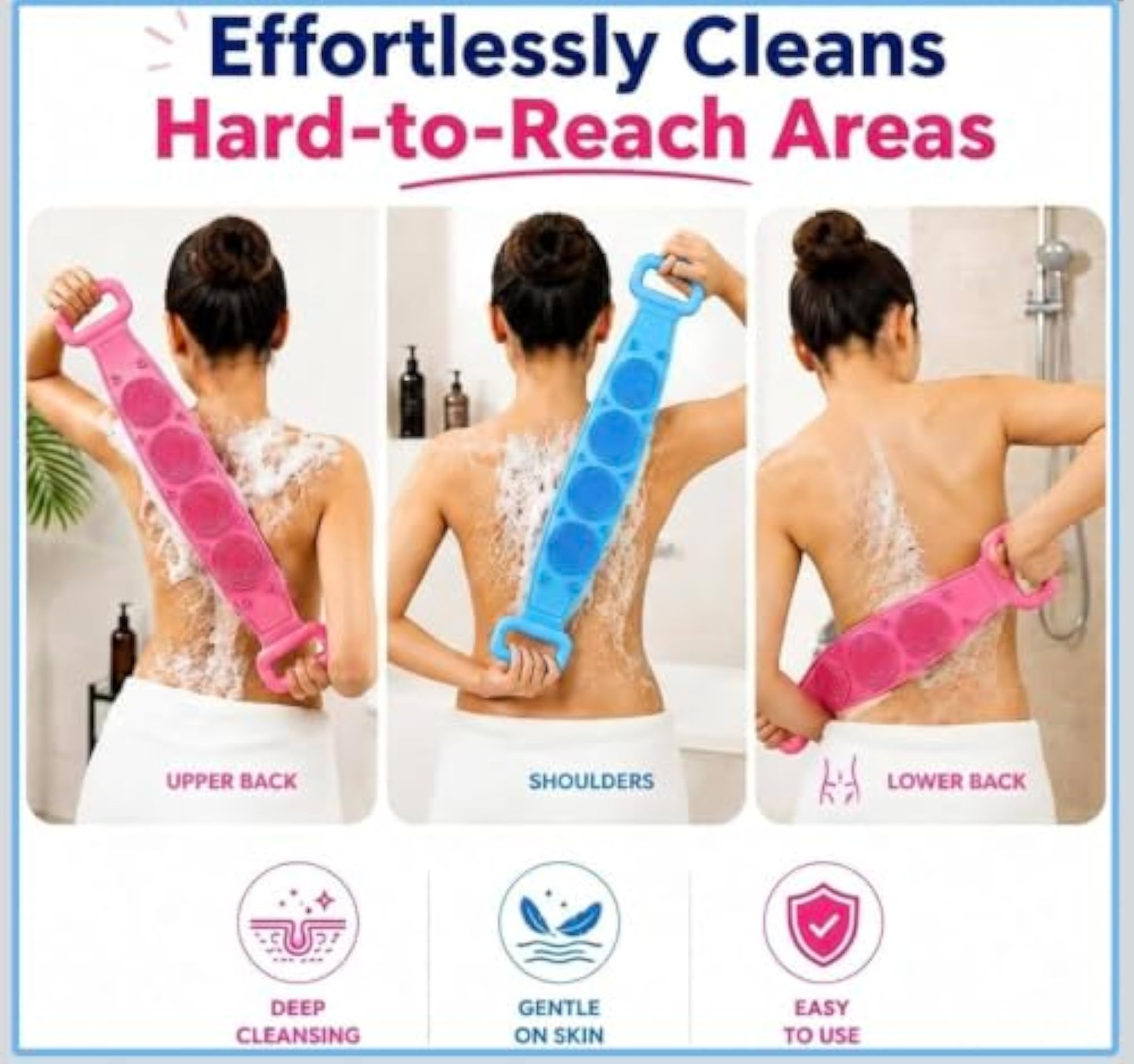 Silicone Back Scrubber Belt for Shower, Green