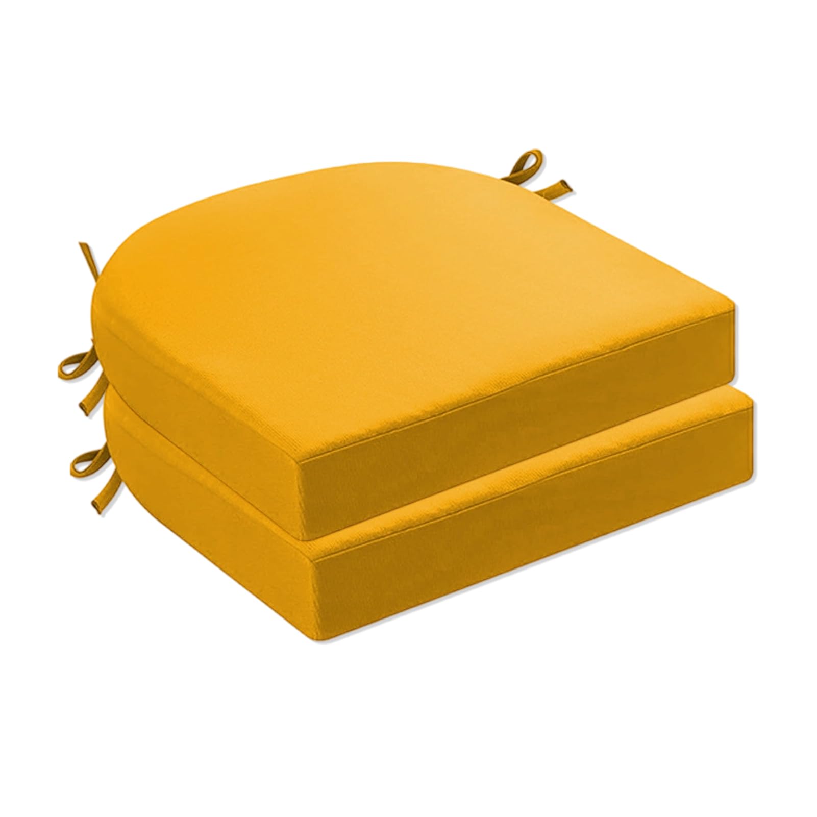 Wokuaile Outdoor Chair Cushions Set of 2, Waterproof Patio Chair Pads Round Corner Outdoor Seat Cushions with Ties for Garden Yard Lawn Furniture,