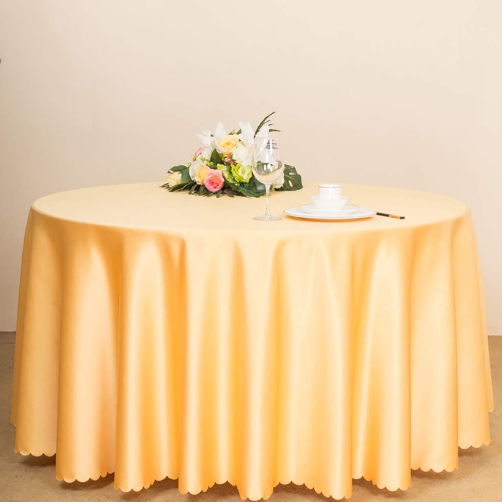 Nappe ronde jaune 240cm en tissu uni pour table de restaurant et réception