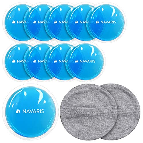 Navaris Set de 10x compresa de gel - Juego de almohadillas reutilizables - Bolsas de gel para aplicar calor y frío - Incluye 2x funda de algodón
