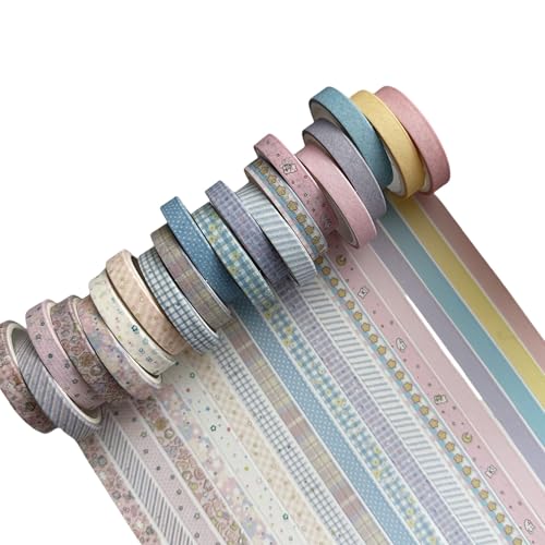 jiingekk 20 Roll Masking Tape Simple Decorative Tapes Retro Paper Tapes Washis Journal Scrapbooking Crafting Supplies Retro Washis Artists Decorative Masking