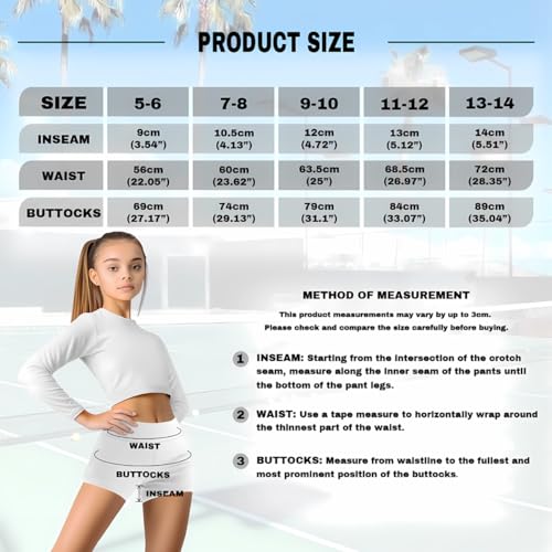 Flaishyardaw Shorts atléticos para meninas tamanho 5 a 14 shorts elásticos de cintura alta para cria