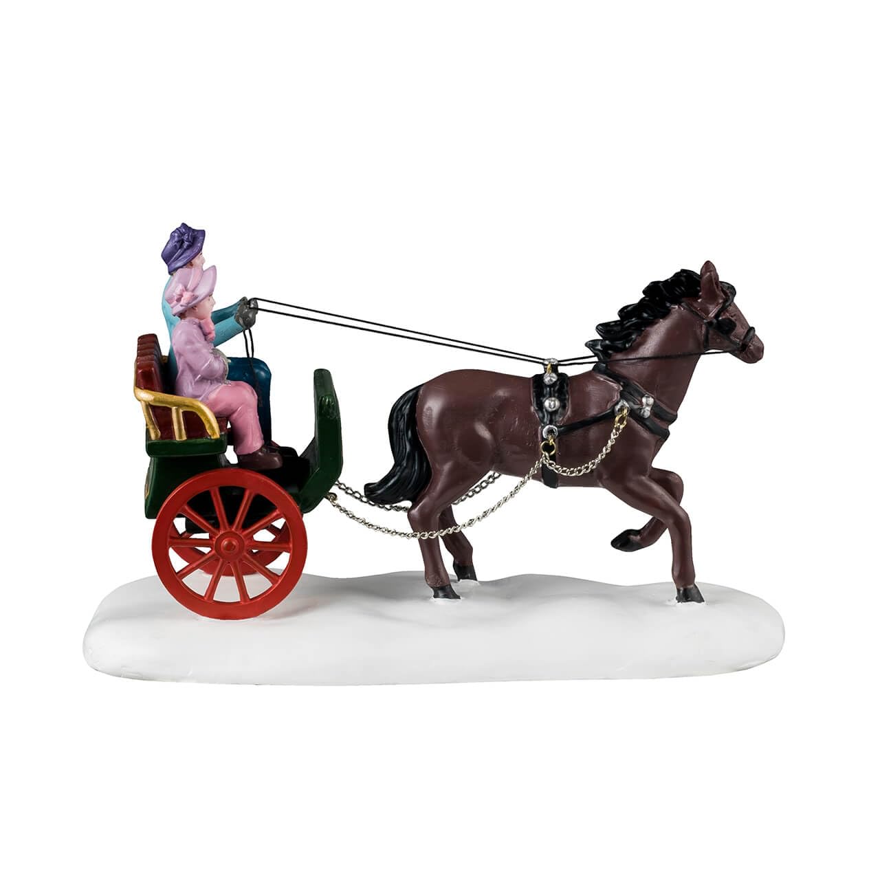 Lemax Caravan-Figur mit Schnee „Winter Carriage Rid“ aus Harz H8 x 13,5 x 6,5 cm