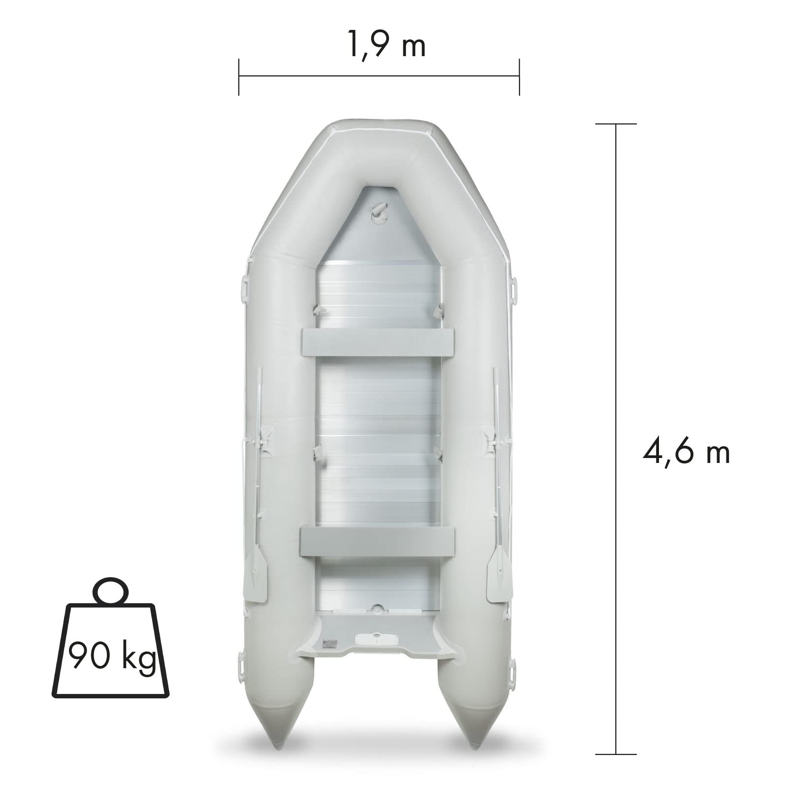 EBERTH Schlauchboot mit Motor, 3-8 Personen, 50-86 LBS Schubkraft, Führerscheinfrei, Angelboot mit Elektro Außenborder, Sitzbänke, Festrumpf, Außenbordmotor, 2xPaddel, Pumpe, Reparaturkit, Tasche
