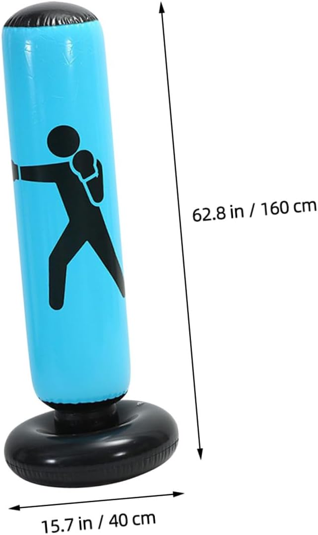 Inflatable Kickboxing Bag Freestanding Punching Column Thickened Exercise Boxing Bag for Adults and Blue Tumbler Training Equipment for Home Gym Workout