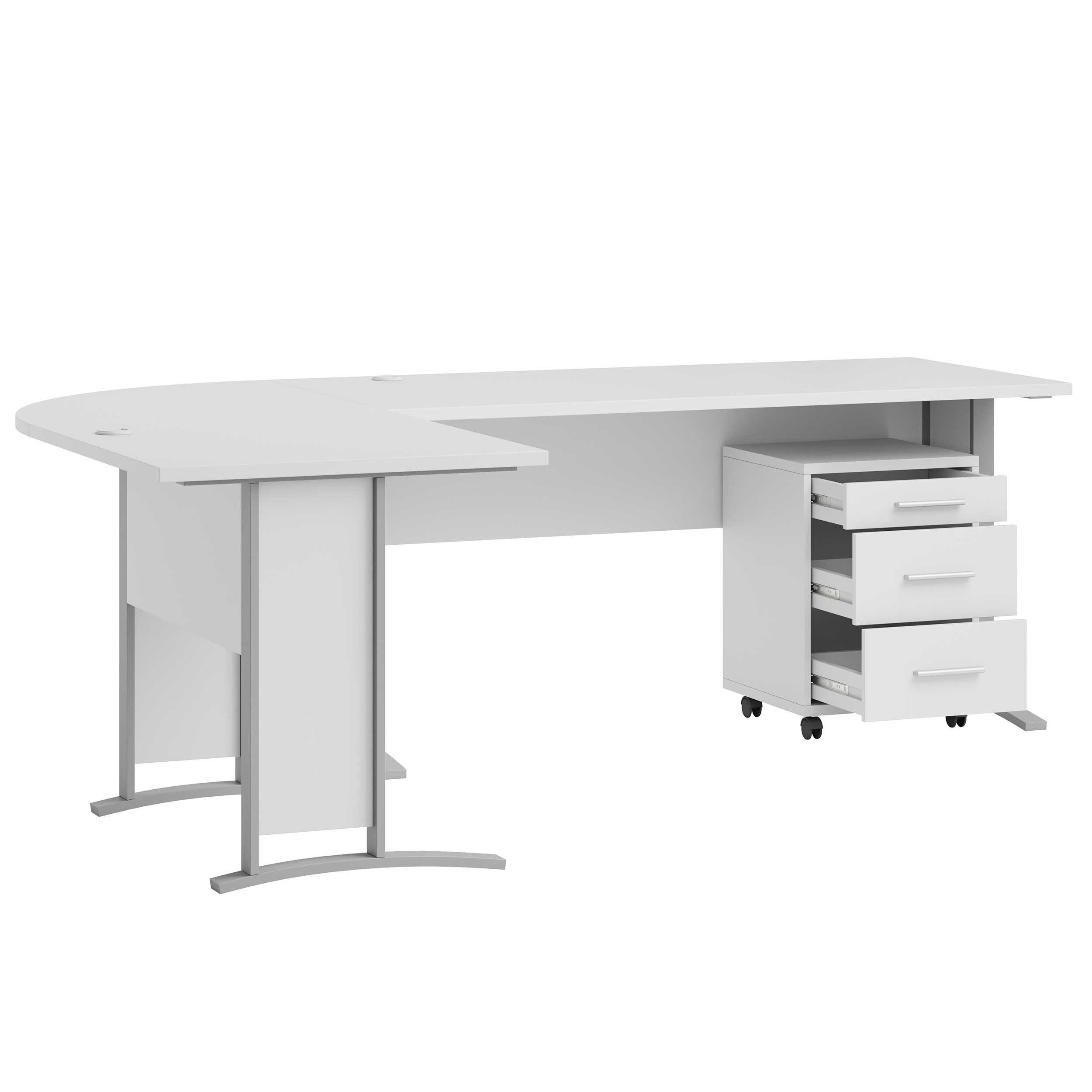 Stella Trading OFFICE LINEEscritorio esquinero en blanco, contemporáneo escritorio para ordenador con amplia superficie de trabajo y cajonera móvil, 220/170 x 72 x 70 cm (ancho/alto/profundo)