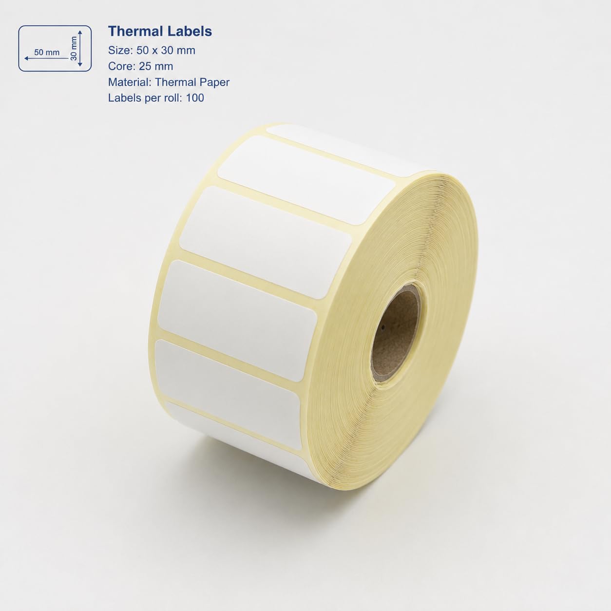 Lot de 6 rouleaux d'étiquettes thermiques 50x30 mm 25mm 1000 pièces par rouleau - étiquettes adhésives universelles blanches imprimantes thermiques transfert thermique (6)