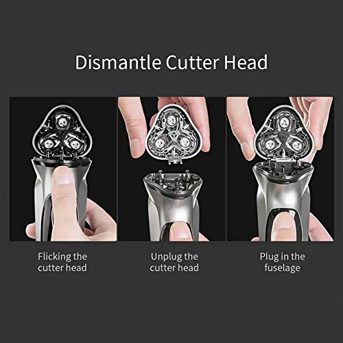 KKMOON Barbeador Elétrico Rotativo com Aparador de Pêlos Pop-up Navalha Wet & Dry para Homens