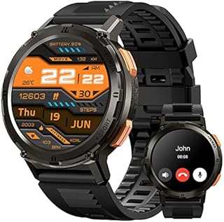 TESOFIT Smart Watch Herren 1,43 Zoll AMOLED Display 60 + Tage Batterie, Smartwatch Herren Anrufe und 70 Modi Sport 50 wasserdicht, 24H Schlafmonitor, Militär Smartwatch für Android iPhone (Schwarz)