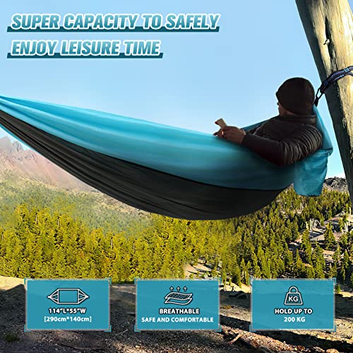 Yarnow Nylon Hammock Camping Hammock Single Portable Hammock With Tree Ropes, Lightweight Nylon Parachute Hammocks Camping Accessories Gear For Indoor Outdoor Backpacking, Travel,Hiking, Beach #TOP2