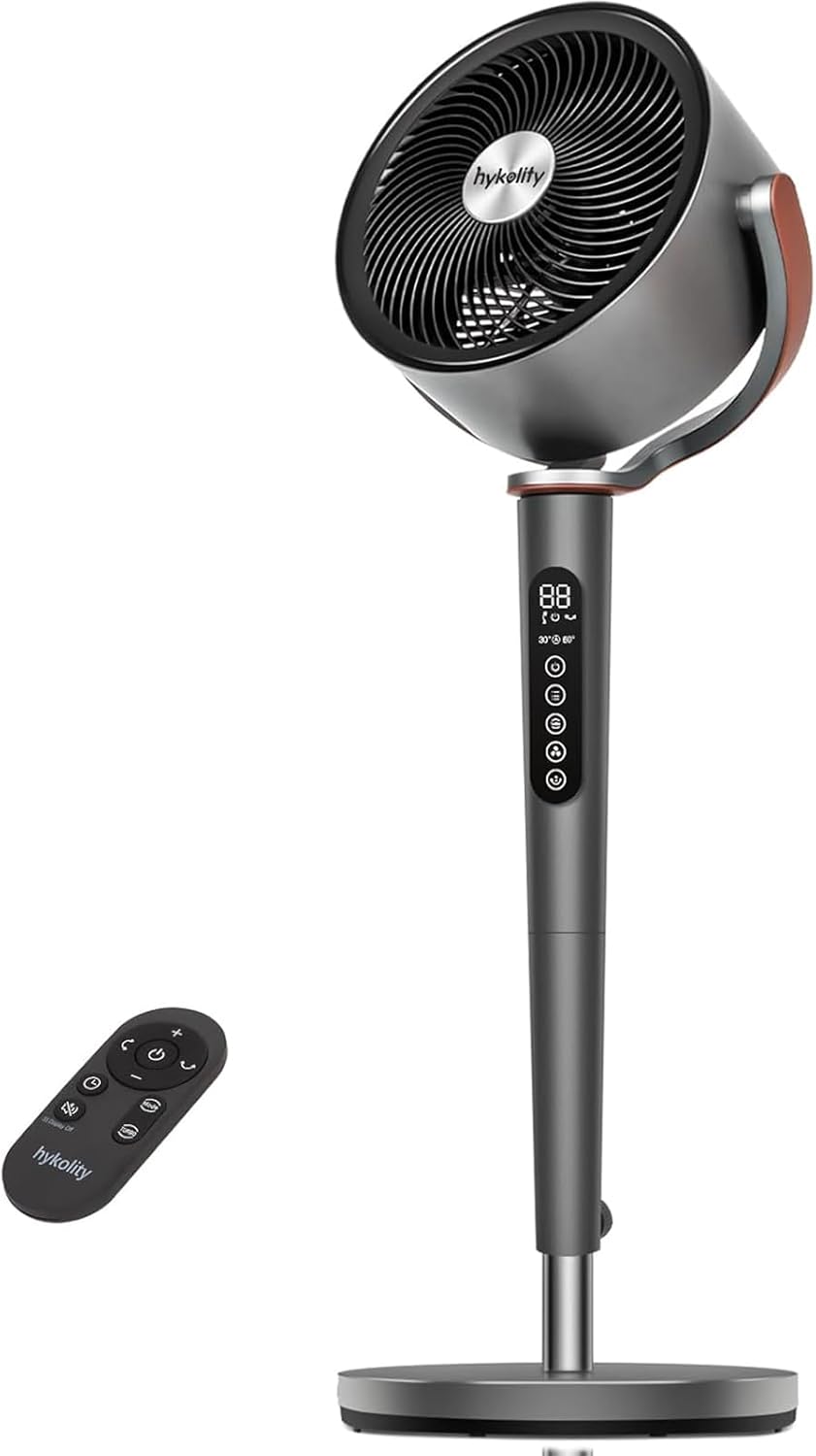 hykolity Large Pedestal Fan for Bedroom, 120°+90°Omni-directional Oscillating Standing Fan, 85ft Air Circulator With Remote, DC Motor Quiet Floor Fans, Adjustable Height, 12 Speeds, 5 Modes, 12H Timer hykolity Large Pedestal Fan for Bedroom, 120°+90°Omni-directional Oscillating Standing Fan, 85ft Air Circulator With Remote, DC Motor Quiet Floor Fans, Adjustable Height, 12 Speeds, 5 Modes, 12H Timer