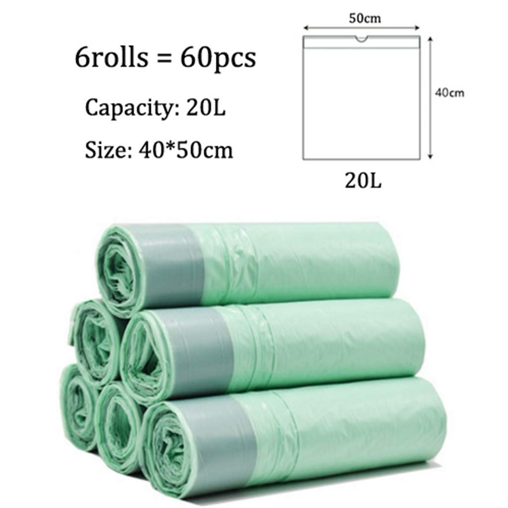 Zhangxiaowei Eco-Friendly Portable Home Garbage Bags Biodegradable PBAT + PLA + Starch 6Rolls 15L 20L Rubbish Bag,20L