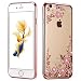 [Secret Garden] Miniko(TM) Beauty Luxury Butterfly Floral Flower Diamonds Shiny Plating Frame Plating Bumper Soft Flexible TPU Transparent Skin Case for iPhone 7 Plus Rhinestone Rose Gold Pink