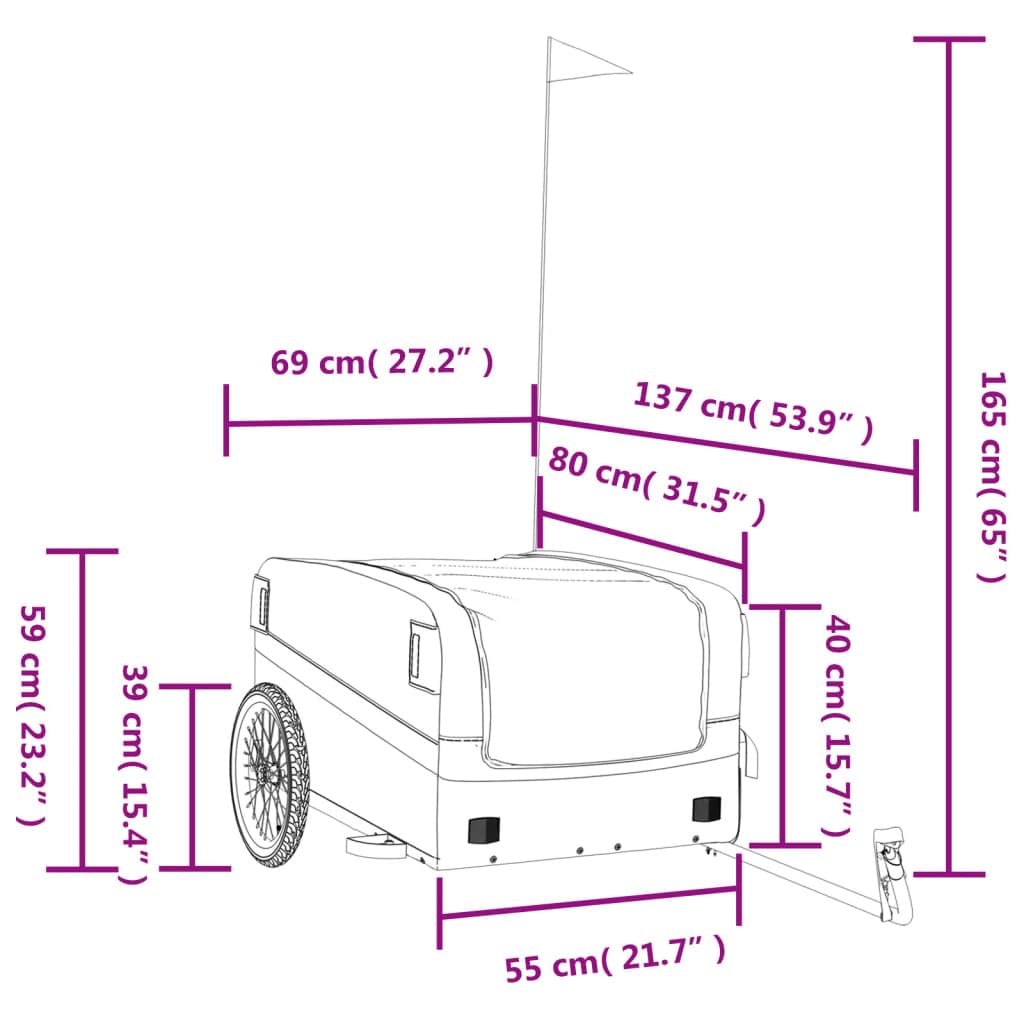Mangloder Fahrradanhänger schwarz und grün robust aus Eisen mit Deichsel für Transport, Camping, Familienausflüge geeignet, inklusive Sicherheitsflagge und faltbar Design