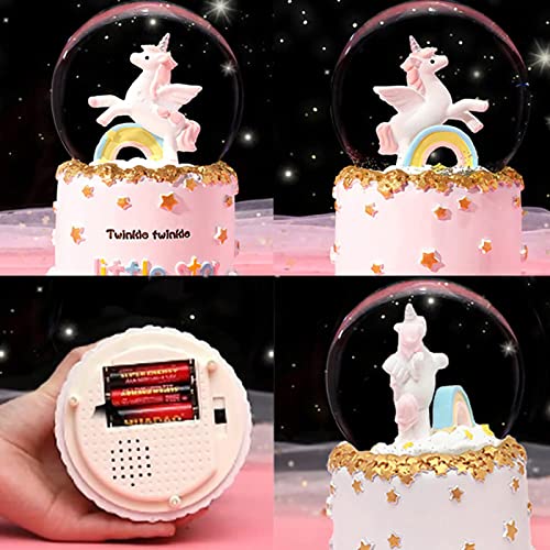 Jormey Unicorn Snow Globe,With Snow Colorful Led Lights Luxury Musical,Perfect Birthday Christmas Daughter Wife Girlfriend Birthday Anniversary Festival Valentine's Day(Rainbow 3.5X5Inch) #TOP3