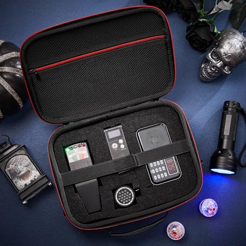 Image of Dunzy 8 Pcs Ghost Hunting Equipment Kit, Include 1 Emf Meter 1 Spirit Ghost Hunting Research Box 1 Voice Recorders 1 Flashlight 1 Speaker 2 Motion Light up Cat Balls and 1 Carry Case(Emf Meter 1)
