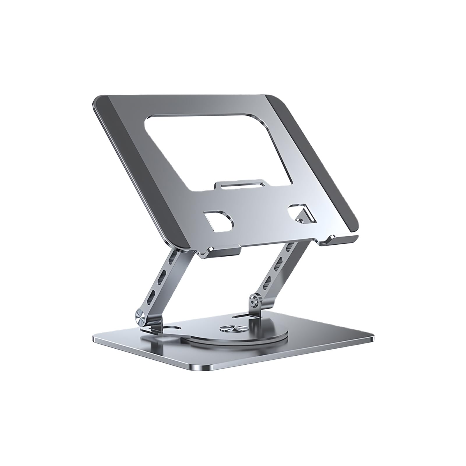 Soporte de refrigeración ajustable de dos ejes para laptop, marco de aleación de aluminio, base giratoria de 360 grados, suspensión ergonómica de escritorio para 10 dispositivos de 17
