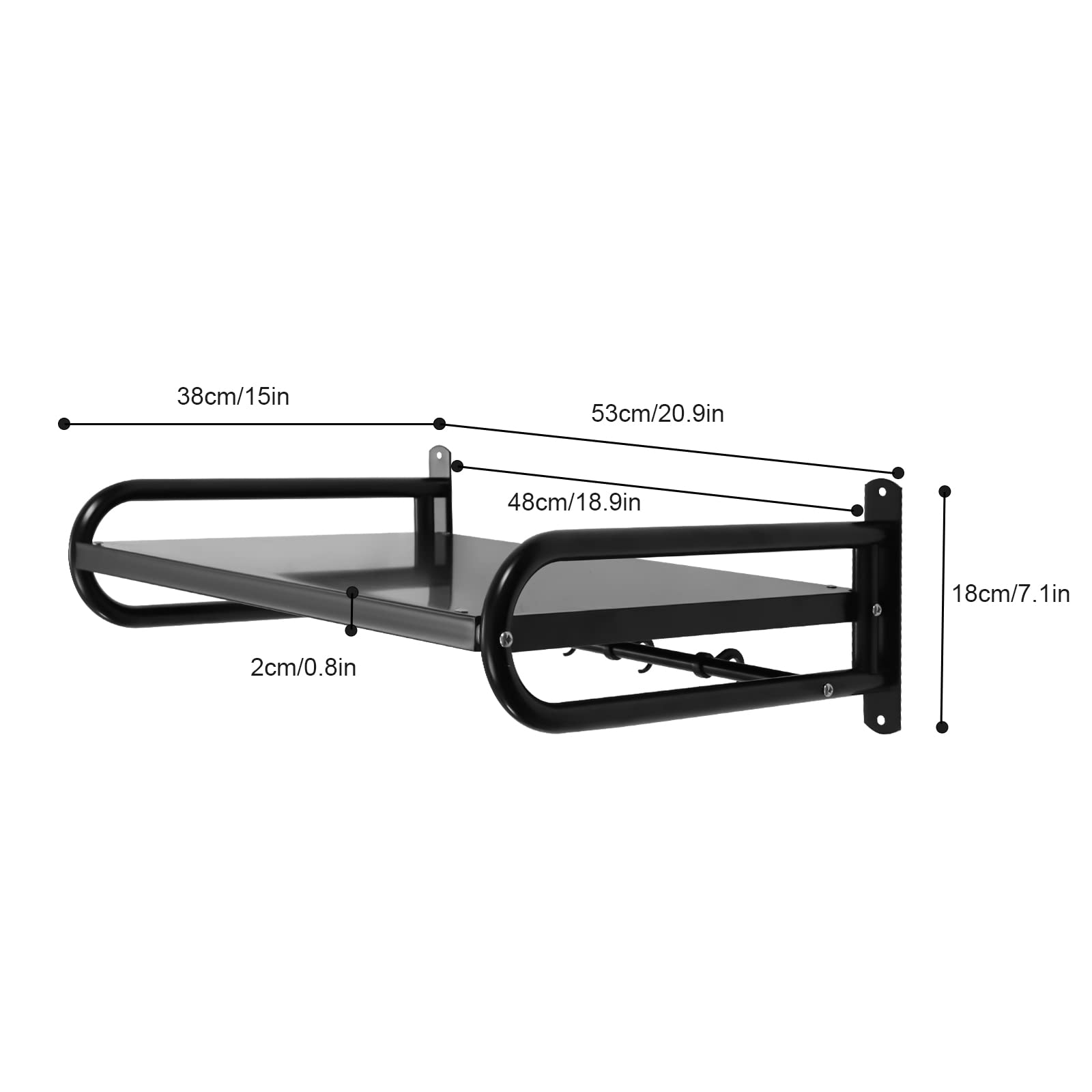 Estantería para microondas, soporte de pared, soporte para microondas, soporte para microondas, soporte de pared para cocina, con 6 ganchos móviles, grosor de acero inoxidable, soporte para