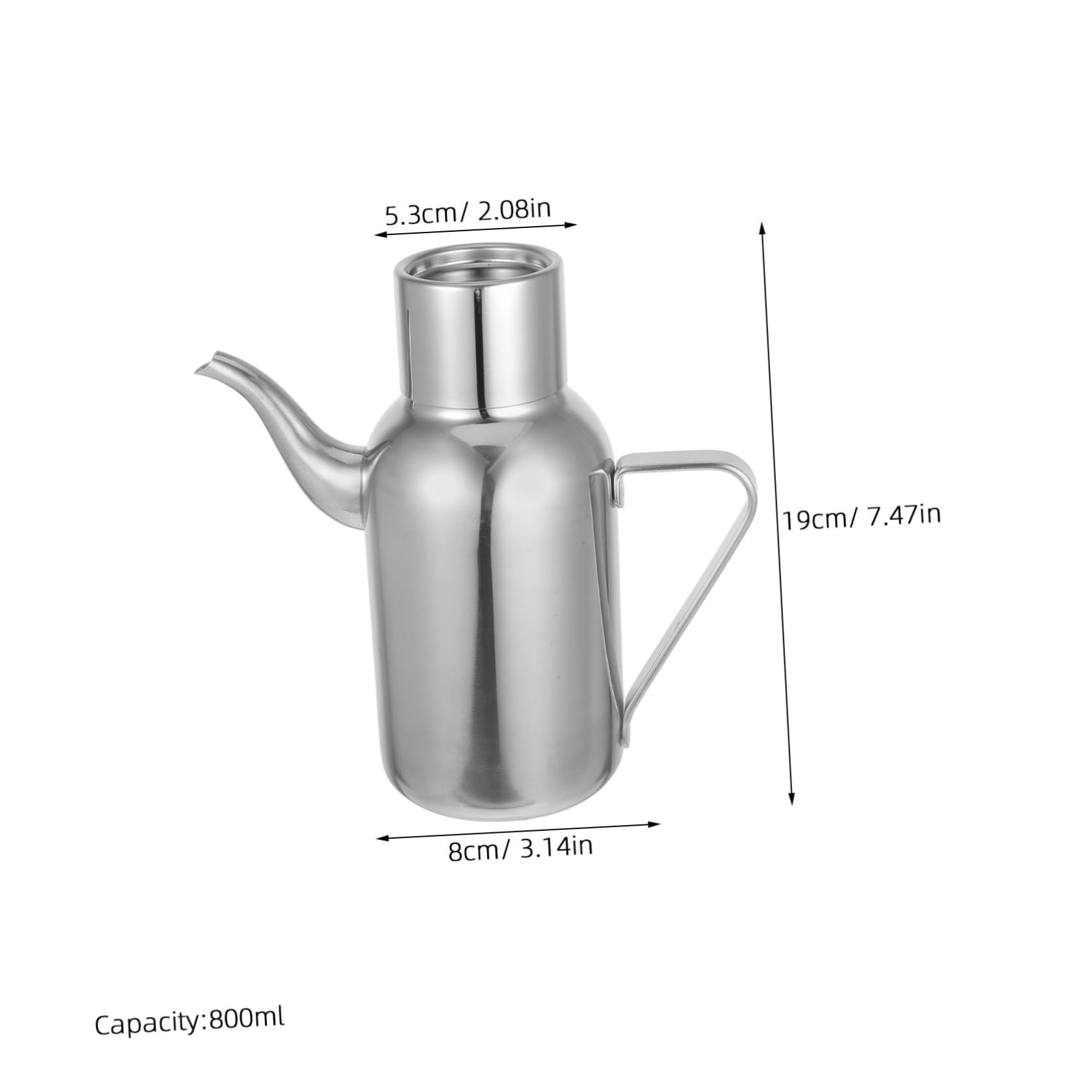 Gatuida Dispensador Botella de Acero Aceite en Inoxidable de 800ml Apertura Fácil Diseño Redondo Portátil Elegante y Uso Diario Cocina para Vinagre y Salsa