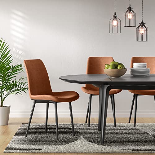 Sunsgrove Faux Leather Indoor Dining Chairs Set Of 2, Modern Industrial Kitchen Dining Room Chair With Metal Legs For Dining, Living Room, Bedroom (Brown) #TOP6