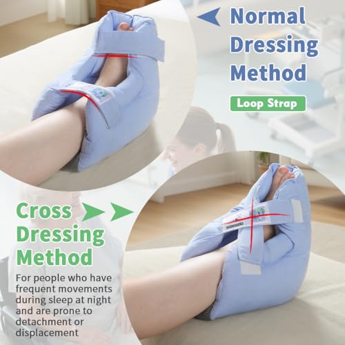 Image of EZ Assistive Heel Protectors for Pressure Sores & Bed Sores - Open Heel Design with Adjustable Straps, Soft & Supportive Padding, Machine Washable - One Size Fits Most (Single Pack,Blue)