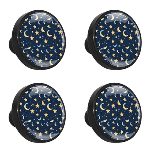 NUEAHEDN 4 PCS Artistic Stars Cabinet Knobs, Bathroom Drawer Pulls Handles, Round Dresser Knobs Door Knobs for Kitchen Cupboard Nursery Wardrobes