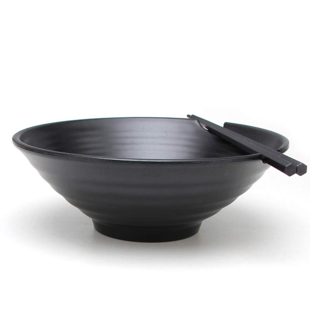 Générique Bol à Ramen Japonais Noir en mélamine, Bol à Soupe, Grand Bol de Service, saladier en Plastique, Bol de Service pour collations, fêtes, céréales, Nouilles