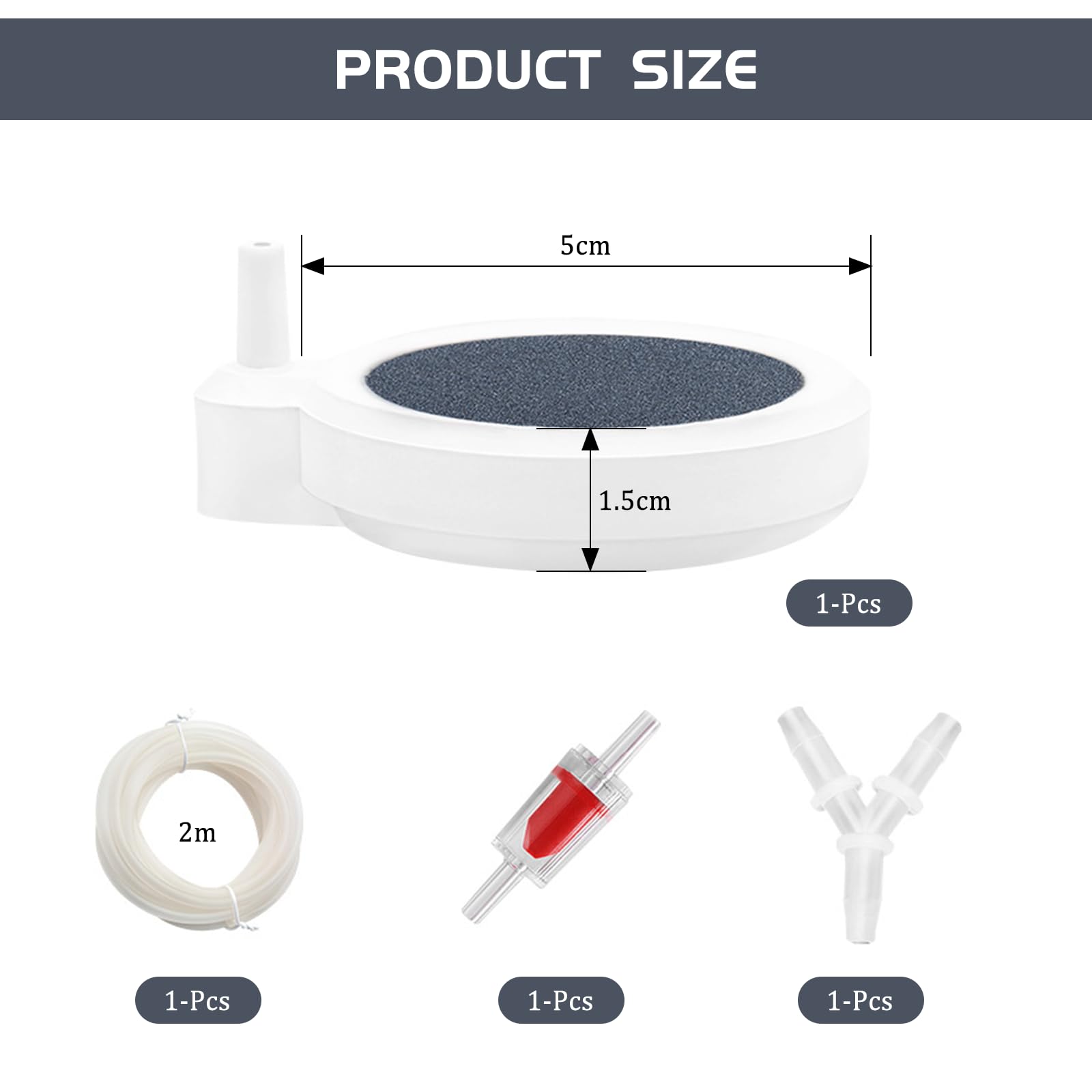 MIPIACE Aquarium Air Stone Fish Tank Air Stone Aquarium Bubbles Air Stone with Check Valves, Y Shape Connectors - Image 2