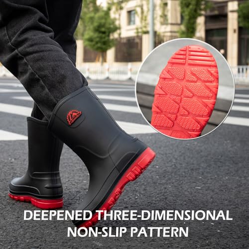 Waterproof Garden Rain Boots for Men Breathable Lightweight Mid Calf Deck Fishing Outdoor Slip Resistant Shoes3