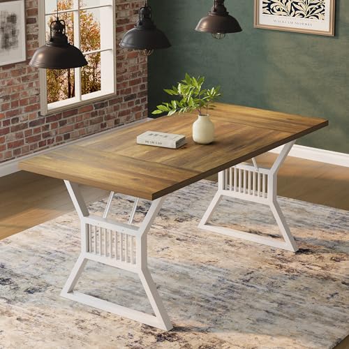 708inchdiningtable68personkitchentablewithheavydutymetallegsfarmhousediningroomtableforkitchenlivingroom Urban Country Home Decor 708 inch dining table 6 8 person kitchen table with heavy duty metal legs farmhouse dining room table for kitchen living room urban country home decor
