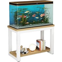 Kirnuo Aquarium Stand with Outlet, Aquarium Rack for 40/50/60/70 Aquariums, 2 Tiers, Height 19.7 inches 50 cm, Depth 11.8 inches 30 cm, Aquarium Rack, Assembly, Aquarium Mount, Aquarium Stand