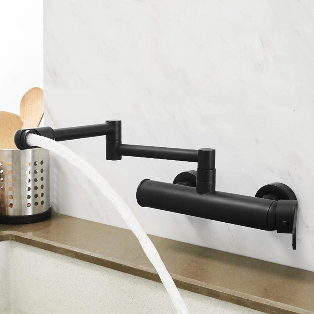 Robinet mural en laiton noir au design extensible et rotatif haut de gamme