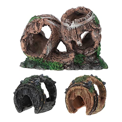 Mipcase 3 Uds Tanque Artesanal Raza Camarones Acuáticos Betta Cueva Refugios Decoraciones Jugar Peces Rotos Escondite Barril Accesorios De Resina Decoraciones Pequeña Decoración Ocultar Cover