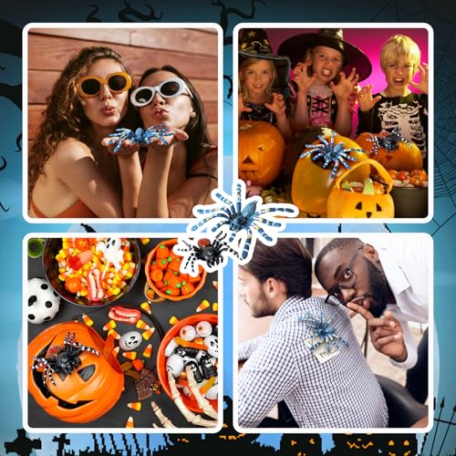 Amaxiu Halloween Streich Spinnenfiguren, 2 Stück Riesige Realistische Spinnen Action Modelle Kunststoff Tier Fake lebensechte gruselige für Halloween Requisiten Veranda Spukhaus Partyzubehör
