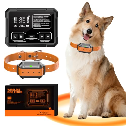 Image of 2 in 1 Wireless Dog Fence for 3 Dogs with Remote Training Collar,Adjustable 10-120ft Boundary Range,Beep Vibration & Static Shock Modes,IPX7 Waterproof for Yard & Home,1 Collar for Medium or Large Dog