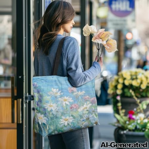 Image of Art Lover Zippered Tote Bag Waterproof Large Work Tote Bags, Artwork Women's Purse Handbags Travel Totes