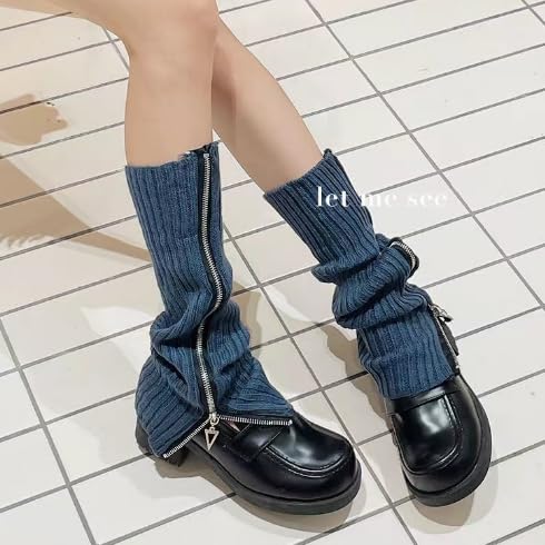 Image of Leg Warmer Personalized Warmth Zipper Knitted Leg Socks Y2K Cool Spicy Girls' Calf Cover
