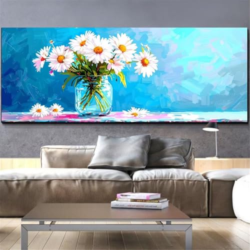 Diamond painting blanc pour décoration salon grand format fleur L161