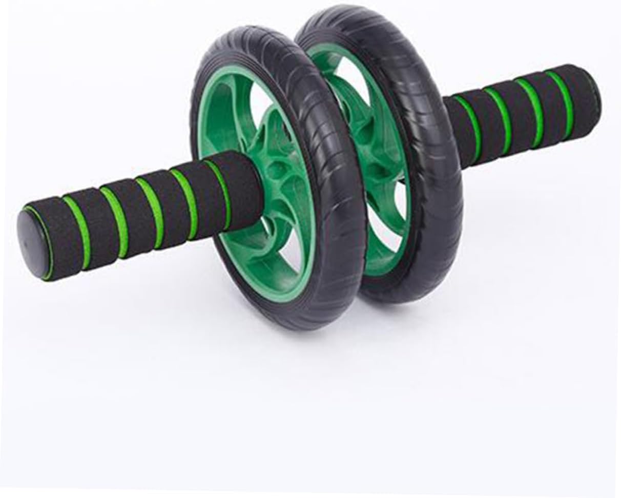 VICASKY Dual Wheel Abdominal Fitness Roller with Mute Function Kneeling Pad Portable Equipment for Core Strength Training Green Color for Home Workouts