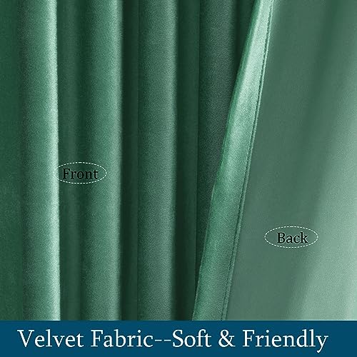 Image of PRIMROSE Velvet Curtains 102 inch Long for Living Room,Set of 2 Panels Turquoise Aqua Blackout Rod Pocket Back Tab Window Treatment Room Darkening Heavy Decorative Curtains Drapes for Bedroom