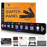 Auxbeam 8 Gang Slim Switch Panel RGB AS-R80 Automatic Dimmable Switch Panel with Toggle Momentary Pulsed LED Control Panel Off Backlight 12-24V for Truck Offroad Car Boat Waterproof, 2-Year Warranty