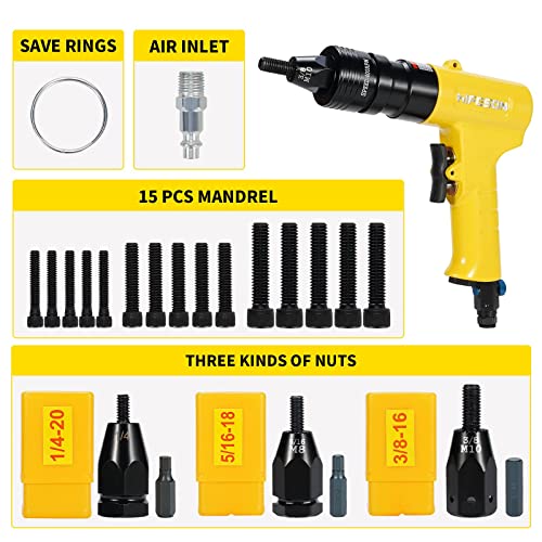 Hifeson PNEUMATIC RIVET NUT TOOL Pneumatic Rivet Nut Gun With 1/4 & 5/16 & 3/8 Self-Locking Head Gun,Quick-Change Mandrels,Industrial Grade Adjustable Speed Air Rivnut Gun thumb #6