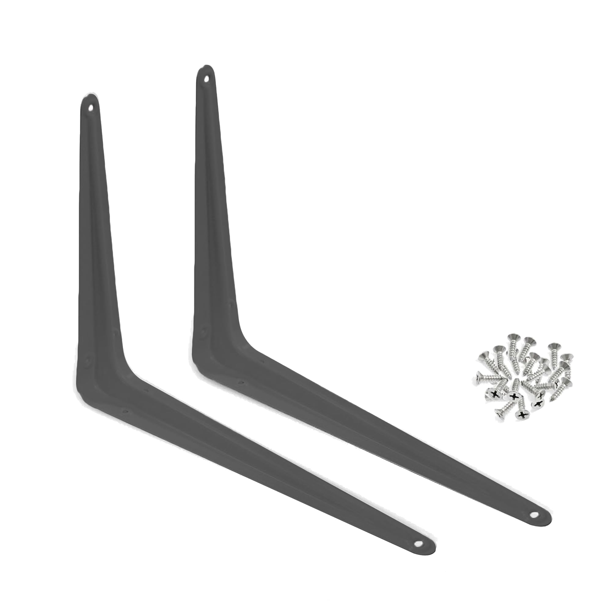 Wideskall Gray Metal 10" X 12" Inch Wall Corner Angle Shelving Shelf Brackets, Grey, Pack Of 4