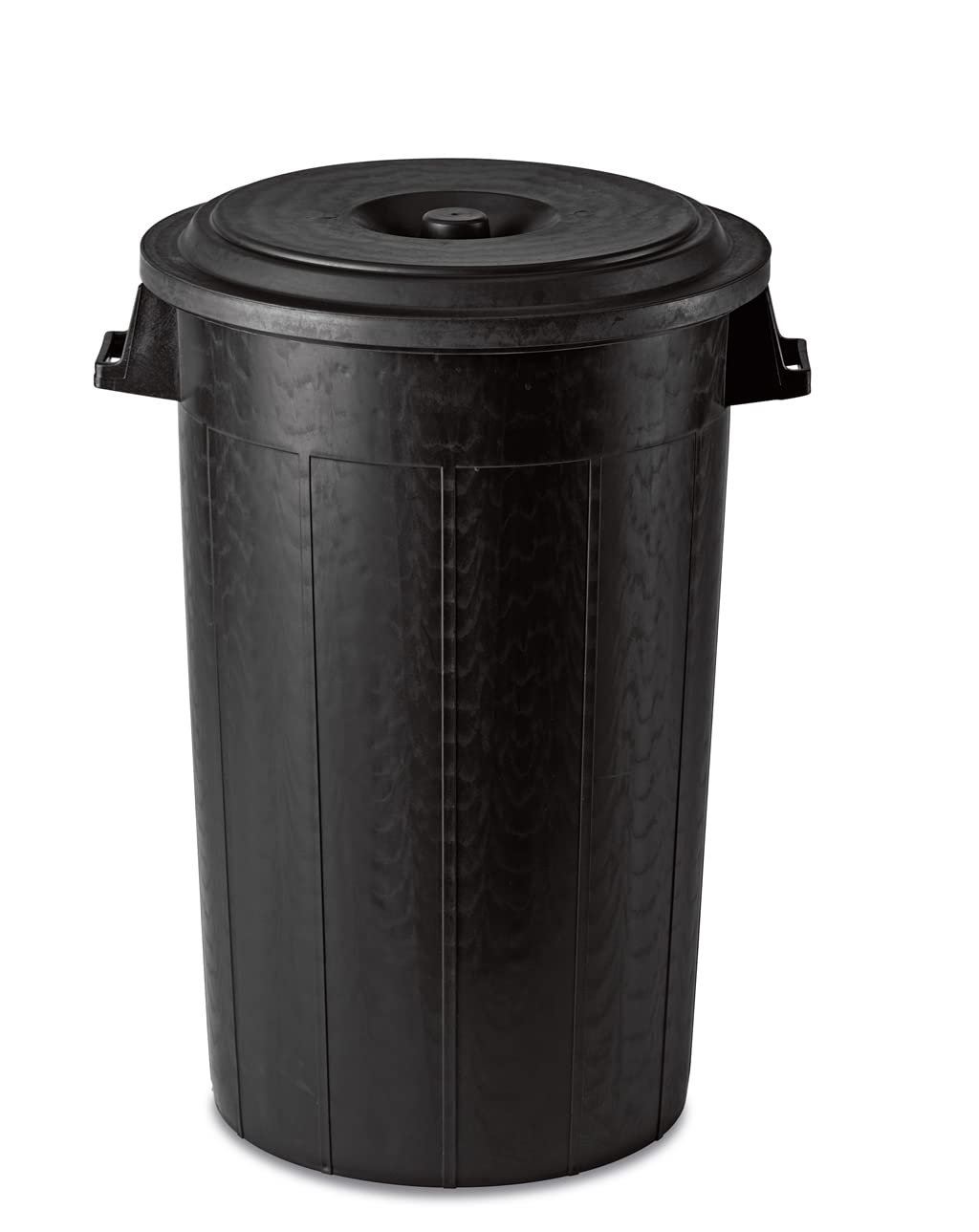 Kreher Abfalltonne Mülltonne Gartentonne in Schwarz mit Deckel aus Kunststoff. In verschiedenen Größen. Robust und Pflegeleicht! (120 Liter)