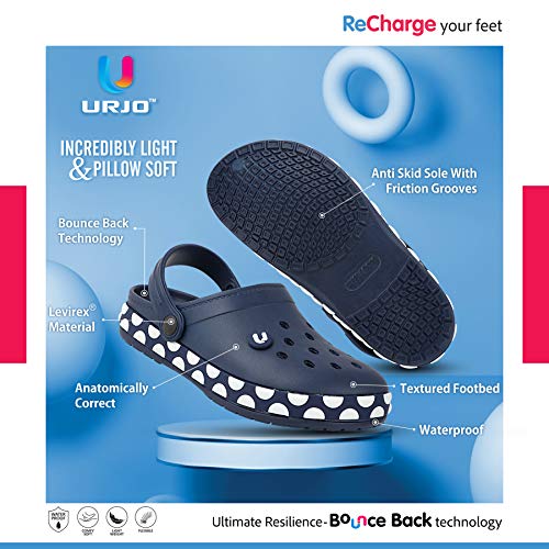 Image of URJO GEMS Kid's Clogs /Sandals with Adjustable Back Strap Ultra Soft & Flexibility Anti Skid Comfortable Waterproof Daily Mules Clogs /Sandals Boy's & Girl's