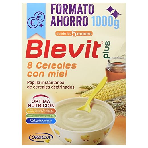 Blevit Plus 8 Cereales con Miel - Paquete de 2 x 500 gr - Total: 1000 gr
